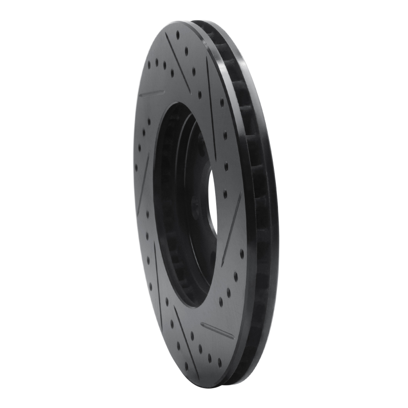 Chrysler Sebring Brake Rotor (1) - Front Left - R1 Concepts - Drilled & Slotted - Black - `95-`06